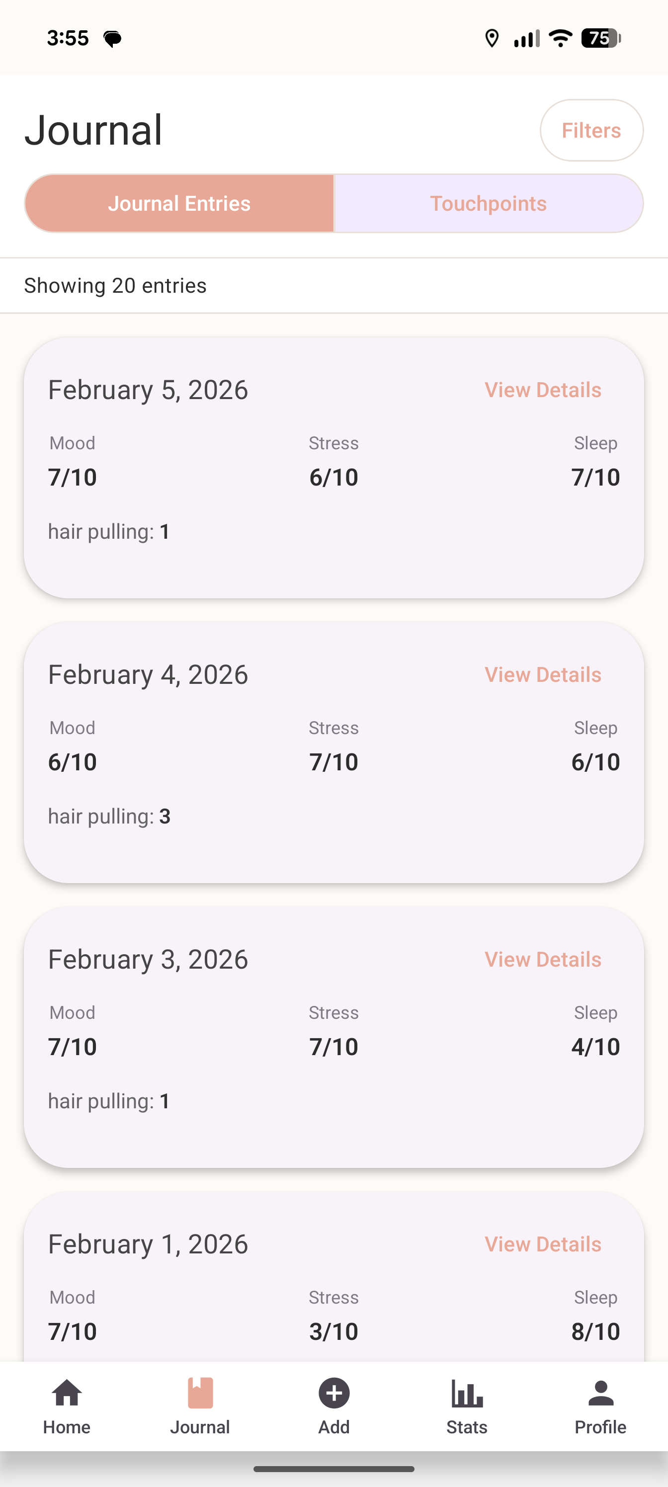 Add TouchPoint or Journal